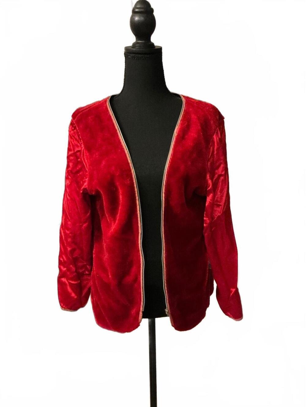 Vintage London Fog Red Faux Fur Zip-Up Jacket Size 12